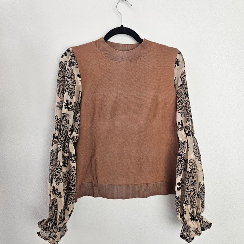Hailey & Co Jacquard Sleeve Sweater- Women's Small- Estimated Retail $40